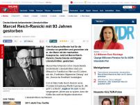 Bild zum Artikel: Literaturkritiker ist tot - Marcel Reich-Ranicki im Alter von 93 Jahren gestorben