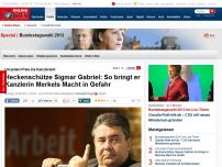 Bild zum Artikel: Um jeden Preis ins Kanzleramt - Heckenschütze Gabriel: So bringt der SPD-Chef die Macht von Merkel in Gefahr