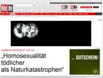 Bild zum Artikel: Gambias Präsident vor UN - „Homosexualität tödlicherals Naturkatastrophen“