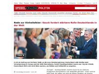 Bild zum Artikel: Rede zur Einheitsfeier: Gauck fordert stärkere Rolle Deutschlands in der Welt