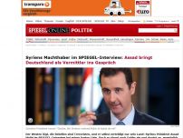 Bild zum Artikel: Syriens Machthaber im SPIEGEL-Interview: Assad bringt Deutschland als Vermittler ins Gespräch