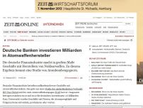 Bild zum Artikel: Rüstung: 
			  Deutsche Banken investieren Milliarden in Atomwaffenhersteller