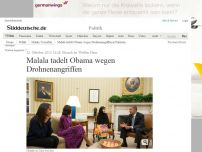Bild zum Artikel: Besuch im Weißen Haus: Malala tadelt Obama wegen Drohnenangriffen