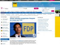 Bild zum Artikel: Philipp Rösler beklagt mangelnden Respekt vor der Leistung der FDP
