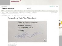 Bild zum Artikel: Nachricht an Deutschland: Snowdens Brief im Wortlaut