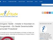 Bild zum Artikel: Dringend: Nestlé – Arbeiter in Kolumbien im Hungerstreik – Ein Nestlé Gewerkschafter ermordet! Protestbrief