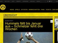 Bild zum Artikel: Hummels fällt bis Januar aus –  Schmelzer fehlt drei Wochen