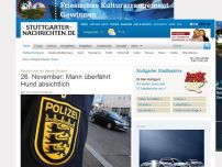 Bild zum Artikel: Blaulicht aus der Region Stuttgart: 26. November: Mann überfährt Hund absichtlich