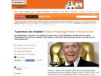 Bild zum Artikel: 'Lawrence von Arabien': Oscar-Preisträger Peter O'Toole ist tot