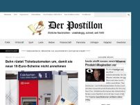 Bild zum Artikel: Bahn rüstet Ticketautomaten um, damit sie neue 10-Euro-Scheine nicht annehmen