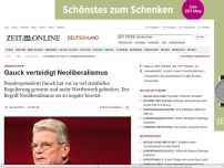 Bild zum Artikel: Grundsatzrede: 
			  Gauck verteidigt Neoliberalismus