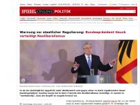 Bild zum Artikel: Warnung vor staatlicher Regulierung: Bundespräsident Gauck verteidigt Neoliberalismus