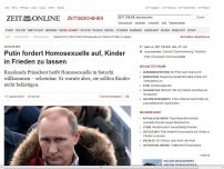 Bild zum Artikel: Sotschi 2014: 
			  Putin fordert Homosexuelle auf, Kinder in Frieden zu lassen
