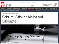 Bild zum Artikel: Schumi-Sticker bleibt auf Silberpfeil SPORT BILD erfuhr, dass Mercedes den Sticker mit der Aufschrift #KeepFightingMichael auf dem Auto behalten will. »