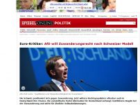 Bild zum Artikel: Euro-Kritiker: AfD fordert Zuwanderungsrecht nach Schweizer Modell