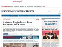 Bild zum Artikel: Umfrage: Deutschen verlieren Vertrauen in Parteien