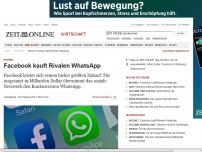 Bild zum Artikel: Datenschutz: 
			  Faebook kauft SMS-Dienst Whatsapp für 16 Milliarden