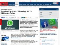 Bild zum Artikel: Einvernehmliche Übernahme - Facebook kauft SMS-Dienst WhatsApp für 16 Milliarden Dollar