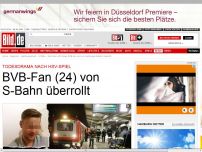 Bild zum Artikel: Todesdrama nach HSV-Spiel - BVB-Fan von S-Bahn überrollt