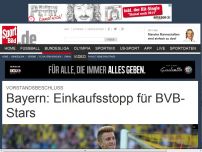 Bild zum Artikel: Bayern: Einkaufsstoppfür BVB-Stars Bayern kauft vorerst keinen Spieler des BVB mehr. Das ist ein Vorstandsbeschluss, von dem SPORT BILD PLUS erfuhr. »