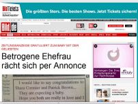 Bild zum Artikel: Glückwunschanzeige - Betrogene Ehefrau rächt sich per Annonce