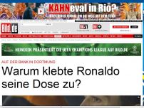Bild zum Artikel: Auf der Bank in Dortmund - Warum klebte Ronaldo seine Dose zu?