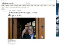 Bild zum Artikel: Kolumbien: Literaturnobelpreisträger García Márquez ist tot
