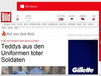 Bild zum Artikel: Frau näht Teddys aus Uniformen