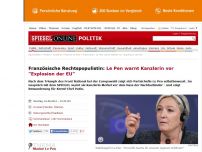 Bild zum Artikel: Französische Rechtspopulistin: Le Pen warnt Merkel vor 'Explosion der EU'