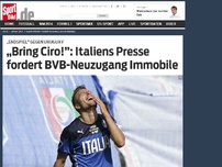 Bild zum Artikel: „Bring Ciro!”: Italiens Presse fordert BVB-Neuzugang Italiens Presse hat vor dem „Endspiel” des viermaligen Weltmeisters gegen Uruguay das Startelf-Debüt des künftigen Dortmunders Ciro Immobile gefordert. »