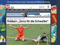 Bild zum Artikel: Robben: „Sorry für die Schwalbe“ Holland-Star Arjen Robben hat eingeräumt, dass er gegen Mexiko einen Elfmeter habe schinden wollen – allerdings nicht den entscheidenden kurz vor Schluss. »