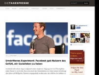 Bild zum Artikel: Umstrittenes Experiment: Facebook gab Nutzern das Gefühl, ein Sozialleben zu haben