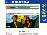 Bild zum Artikel: Viertelfinale gegen Kolumbien: Neymar fällt mit Wirbelbruch für den Rest der WM aus