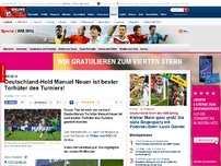 Bild zum Artikel: WM 2014 - Deutschland-Held Manuel Neuer ist bester Torhüter des Turniers!