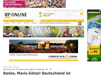 Bild zum Artikel: 1:0-Sieg nach Verlängerung gegen Argentinien - Danke, Mario Götze! Deutschland ist Weltmeister 2014