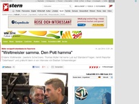 Bild zum Artikel: Müller veräppelt kolumbianische Reporterin: 'Weltmeister samma. Den Pott hamma'
