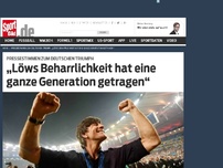 Bild zum Artikel: Pressestimmen: „Die beste Mannschaft hat den Pokal!“ Spanien, England, Italien, USA – von allen Seiten fliegen uns die Glückwünsche entgegen. Die internationalen Pressestimmen zum deutschen Triumph! »