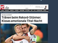 Bild zum Artikel: Tränen beim Rekord-Stürmer: Kloses emotionale Titel-Nacht Nach dem größten Triumph seiner langen Karriere konnte Weltmeister Miroslav Klose seine Rührung nicht verbergen – Tränen flossen! »