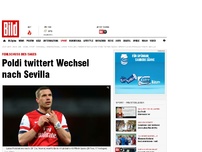 Bild zum Artikel: Fehlschuss des Tages - Poldi twittert Wechsel nach Sevilla