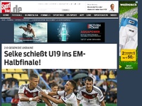 Bild zum Artikel: Selke schießt U19 ins EM-Halbfinale! Die deutschen U19-Junioren haben bei der EM in Ungarn das Halbfinale erreicht. Matchwinner beim 2:0 gegen die Ukraine war Davie Selke, der beide Treffer erzielte. »