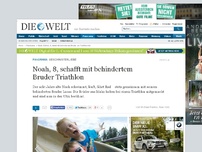Bild zum Artikel: Geschwisterliebe: Noah, 8, schafft mit behindertem Bruder Triathlon