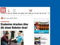 Bild zum Artikel: Ohne Arm geboren - Studenten drucken Alex (6) Roboter-Arm!