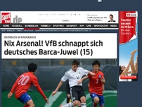 Bild zum Artikel: Nix Arsenal! VfB schnappt sich deutsches Barca-Juwel (15) Überraschende Kehrtwende: Der deutsche Junioren-Nationalspieler Georgios Spanoudakis (15) wechselt nun doch nicht nach London, sondern zum VfB Stuttgart. »