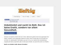 Bild zum Artikel: Unbekleidet und nackt im Bett. Das ist keine Erotik, sondern vor allem Gesundheit.