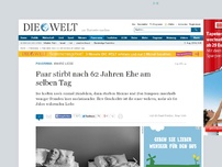 Bild zum Artikel: Wahre Liebe: Paar stirbt nach 62 Jahren Ehe am selben Tag