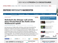 Bild zum Artikel: Mehrheit der Bürger will nicht, dass Deutschland die Rolle einer Weltmacht spielt