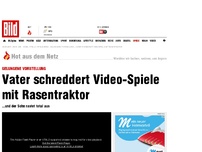 Bild zum Artikel: Gelungene Vorstellung - Vater schreddert Video- spiele mit Rasentraktor