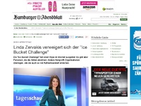 Bild zum Artikel: Aktion für ALS: Linda Zervakis verweigert sich der 'Ice Bucket Challenge'
