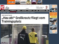 Bild zum Artikel: „Hau ab!“ Großkreutz fliegt vom Trainingsplatz Trainingszoff beim BVB! Weltmeister Kevin Großkreutz geriet nach einem Zweikampf mit Jonas Hofmann aneinander und wurde anschließend vom Feld geschickt. »