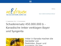 Bild zum Artikel: Schadenersatz 450.000.000 $ – Kanadische Imker verklagen Bayer und Syngenta